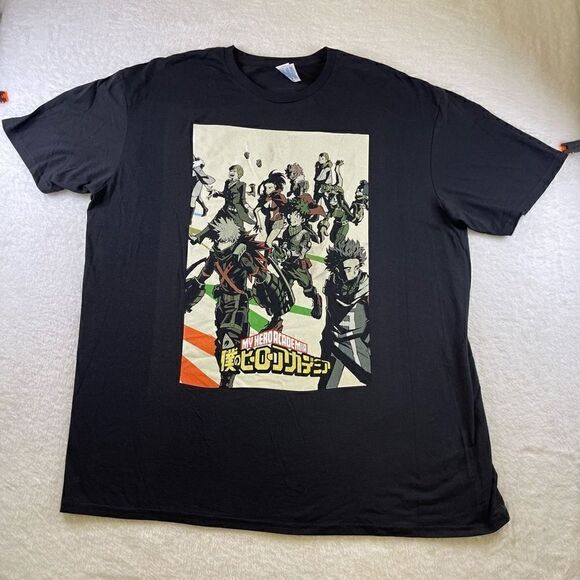 XXL Black My Hero Academia T-Shirt 2XL Screen Printed Delta Soft - Picture 1 of 10